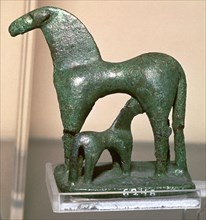 Greek bronze horse and foal, 9th century BC. Artist: Unknown