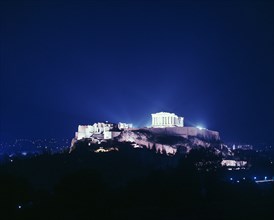 View of the Acropolis at night, 5th century BC. Artist: Unknown