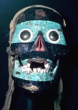 Aztec Turquoise and Lignite mosaic mask of Tezcatlipoca, 15th - 16th century.