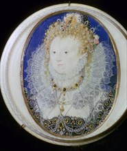 Contemporary miniature portrait of Elizabeth I of England. Artist: Nicholas Hilliard