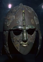 Sutton Hoo Helmet, from the ship burial, 7th century. Artist: Unknown