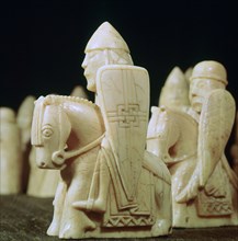 Knights - The Lewis Chessmen, (Norwegian?), c1150-c1200. Artist: Unknown