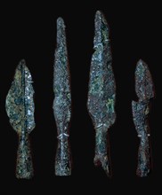 Roman iron spearheads from the Roman site at Camerton near Bath, England. Artist: Unknown