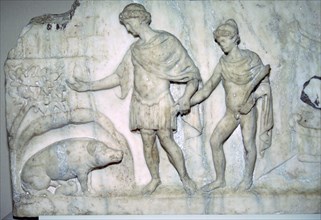 Roman marble relief of Aeneas and Ascanius. Artist: Unknown