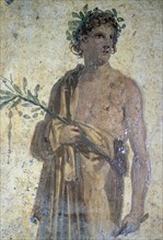 Roman wall-painting of a poet from Stabiae near Pompeii, buried in the eruption of Vesuvius. Artist: Unknown