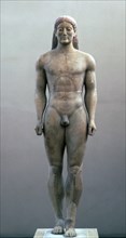 Greek statue known as the Anavyssos Kouros, 6th century BC. Artist: Unknown