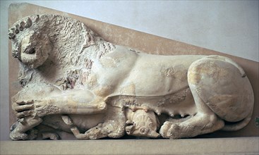 Sculpture of a lioness devouring a bull, 6th century BC. Artist: Unknown