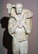Greek sculpture known as the Moscophorus, 6th century BC. Artist: Unknown