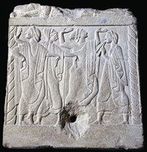 Etruscan relief of dancers and a musician, 6th century BC. Artist: Unknown