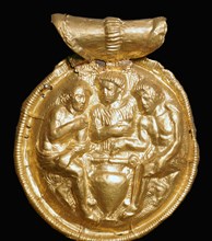 Etruscan gold bulla showing Medea and the daughters of Pelias, 3rd century BC. Artist: Unknown
