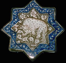 Small tile with a spotted hyena or bear, 13th century. Artist: Unknown