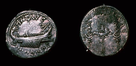 Silver Denarii of the Roman politician Mark Antony, 1st century BC. Artist: Unknown
