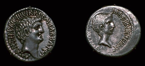Coins of Mark Antony and Octavian, 1st century BC. Artist: Unknown