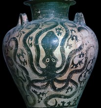 Mycenaean amphora with an octopus, 15th century. Artist: Unknown