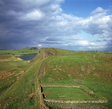 Hadrian's Wall, looking east to Milecastle, 2nd century. Artist: Unknown