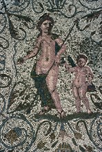 Detail of a Roman floor mosaic in Merida. Artist: Unknown