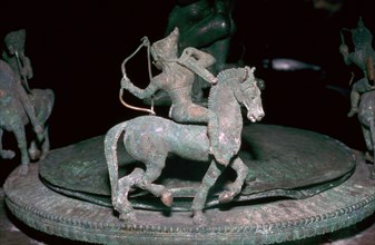 Detail of an Etruscan bronze of an Amazon archer, 6th century BC. Artist: Unknown