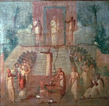 Roman wall-painting of Priests of Isis worshipping, 1st century. Artist: Unknown