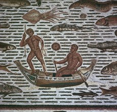 Roman mosaic of men fishing, 2nd century. Artist: Unknown