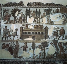 Roman mosaic of a villa, 4th century. Artist: Unknown