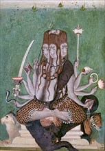 Painting of the god Siva with attributes. Artist: Unknown