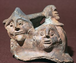 Romano-Celtic pot with human heads, 3rd century. Artist: Unknown
