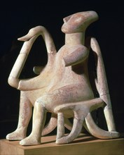 Cycladic harp-player made of marble. Artist: Unknown
