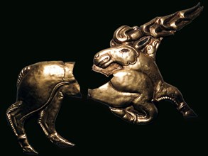 Scythian gold stag, probably the centre of a shield. Artist: Unknown