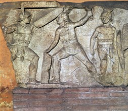 Roman relief of gladiators. Artist: Unknown