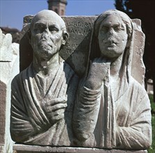 Roman grave-slab with a husband and wife. Artist: Unknown
