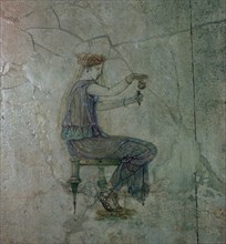 Roman wall-painting of a girl pouring perfume into a small vase, 1st century. Artist: Unknown