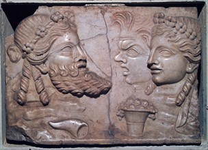 Roman marble relief of dramatic masks. Artist: Unknown