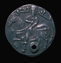 Silver dirham with a horse and rider, 10th century. Artist: Unknown