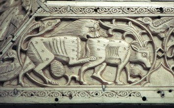 Detail of an Islamic ivory box, 11th century. Artist: Unknown