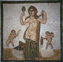 Roman mosaic showing the toilette of Venus, 3rd century. Artist: Unknown