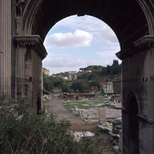 The Roman forum and Arch of Septimus Severus, 3rd century. Artist: Unknown