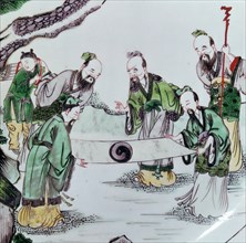 Chinese dish showing a divination scene, 17th century. Artist: Unknown
