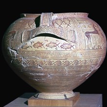 Geometric period Greek pot, 8th century BC. Artist: Unknown