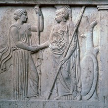 Relief of Hera and Athena clasping hands, 5th century BC. Artist: Unknown