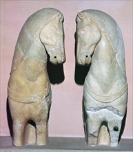 Detail of two stone horses from the Acropolis, 5th century BC. Artist: Unknown