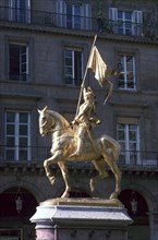 Gilded equestrian statue of St Joan of Arc, 19th century. Artist: Unknown