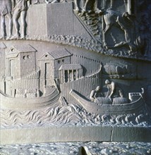 Scene from Trajan's column, Rome. Showing the loading of ships, 2nd century. Artist: Unknown