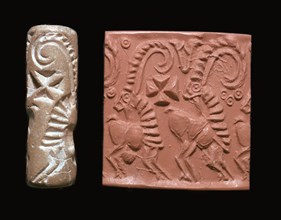 Early Sumerian cylinder-seal and impression. Artist: Unknown