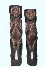 Wooden figures of men and women from north-east Peru. Artist: Unknown