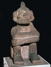 Pre-Columbian pottery statuette of the Mayan god Mictantecuan. Artist: Unknown