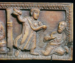 Ivory panel showing the stoning of St Paul, 4th century. Artist: Unknown