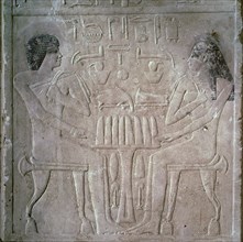 Egyptian funerary stele of a Royal Priest and his wife. Artist: Unknown