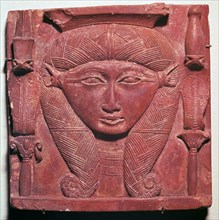 Faience head of the Egyptian goddess Hathor. Artist: Unknown