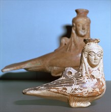 Greek terracotta in the shape of a siren, c570BC. Artist: Unknown