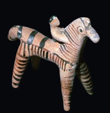 Terracotta figure of a horseman, Greek, from Tanagra, Boeotia, Greece, c550 BC. Artist: Unknown